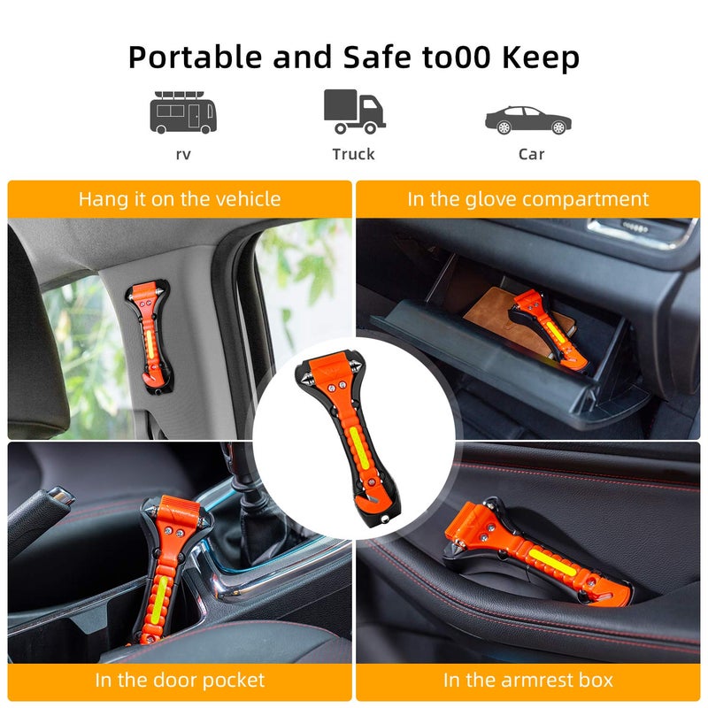 Nomiou 10 Pack Safety Hammer, Emergency Escape Tool with Car Window Breaker and Seat Belt Cutter, Life Saving Survival Kit - Image 4
